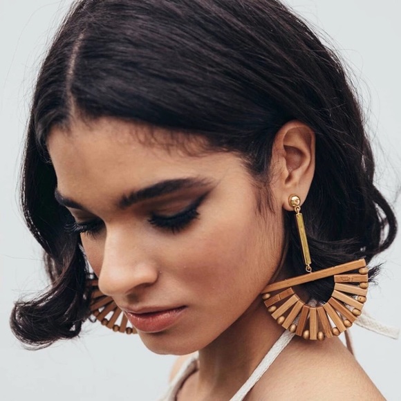 Half Windmill Bamboo Earrings - Picture 1 of 6